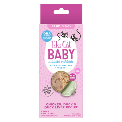 Nourriture pour chats en conserve - Bébé - Mousse et lambeaux Recette de foie de poulet, canard et canard pour chatons - 1,9 oz can, cas de 3