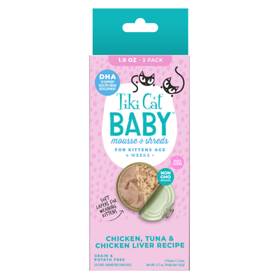 Nourriture pour chats en conserve - Bébé - Mousse et tige de poulet, thon et poulet Recette de foie pour chatons - 1,9 oz can, cas de 3
