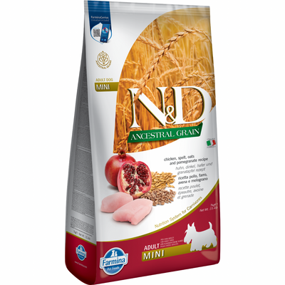 成犬狗干粮 - N&D ANCESTRAL GRAIN系列 - 鸡肉石榴配方(小型犬)