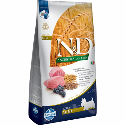 成年狗干粮 - N & D - ANCESTRAL GRAIN - 羊肉蓝莓 - 小型犬