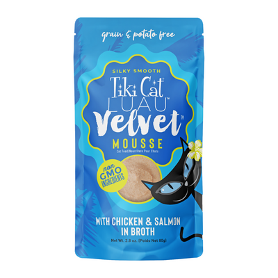 Wet Cat Food - VELVET MOUSSE - Chicken & Salmon in Broth