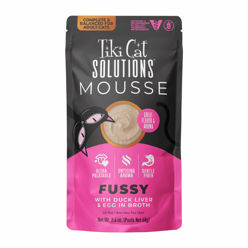 Wet Cat Food - SOLUTIONS MOUSSE - Fussy - Duck Liver & Egg Recipe in Broth - Adult