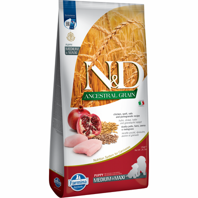 Dry Dog Food - N & D - ANCESTRAL GRAIN - Chicken & Pomegranate - Puppy Medium & Maxi