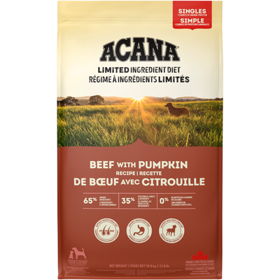 Dry Dog Food - Singles - Limited Ingredient Diet - Beef with Pumpkin Recipe
