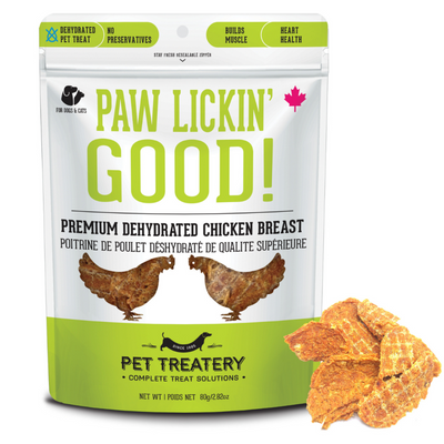 Dog & Cat Treat - Paw Lickin' Good - Premium Dehydrated Protein Chicken Breast