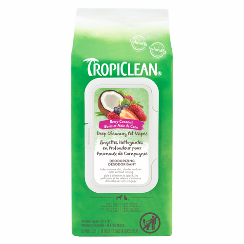 Dog & Cat Grooming Wipes - Berry & Coconut Deep Cleaning - 100 ct