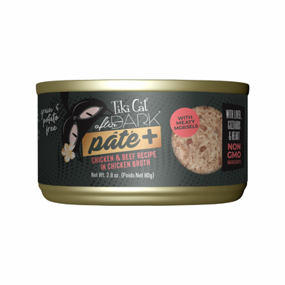 Nourriture pour chats en conserve - Après le pâté noir +, le poulet et le bœuf