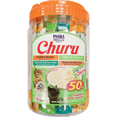 Creamy Cat Treat - CHURU - 50 ct Chicken & Seafood Variety Jar