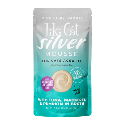 Wet Cat Food - SILVER MOUSSE - Tuna, Mackerel & Pumpkin in Broth