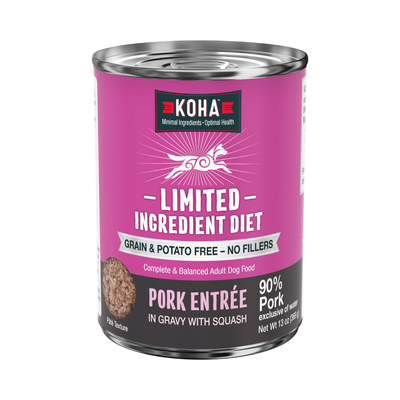 Canned Dog Food - Limited Ingredient Diet - Pork Entrée in Gravy with Squash - Adult