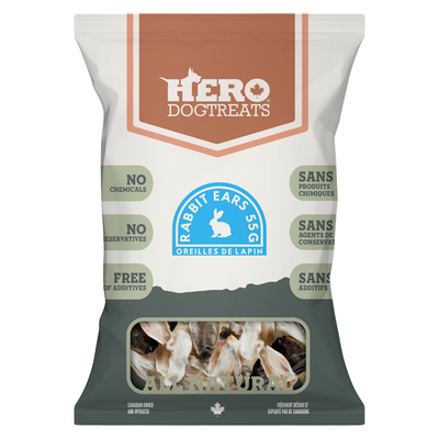 Traitement de chien déshydraté - oreilles de lapin - sac de 65 g