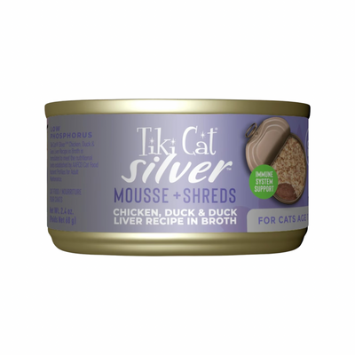 Canned Cat Food - SILVER Mousse + Shreds - Chicken, Duck & Duck Liver