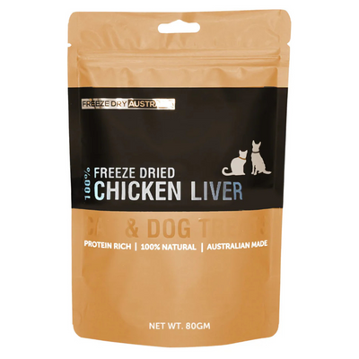 Freeze Dried Cat & Dog Treat - Chicken Liver - 80 g