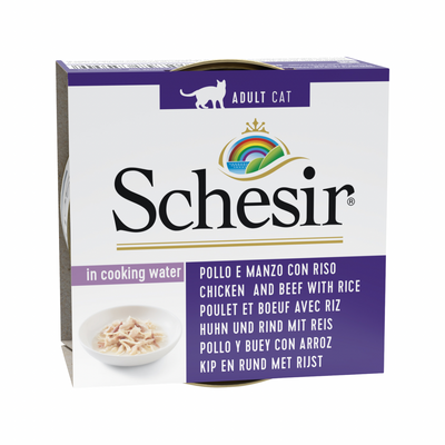 Wet Cat Food Topper - IN COOKING WATER - Chicken & Beef with Rice - 85 g