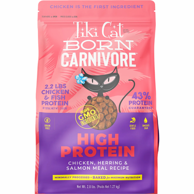 Dry Cat Food - BORN CARNIVORE - High Protein: Chicken, Herring & Salmon Recipe