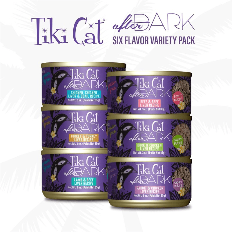 Canned Cat Food - AFTER DARK PATÉ - Variety Pack - 3 oz can, pack of 12 - J & J Pet Club - Tiki Cat