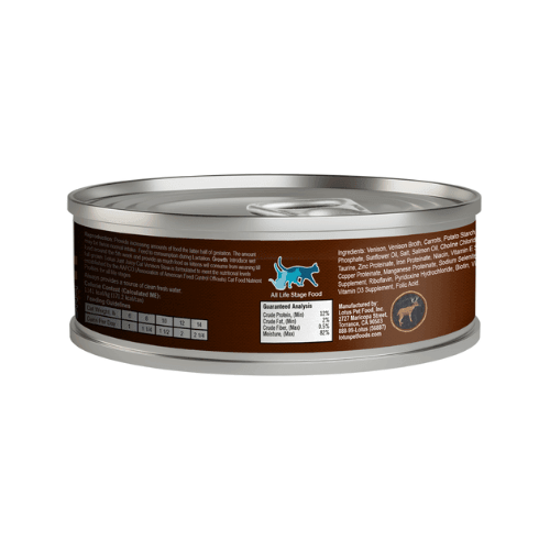 Canned Cat Food - JUST JUICY - Grain Free Venison Stew - 5.3 oz - J & J Pet Club - Lotus