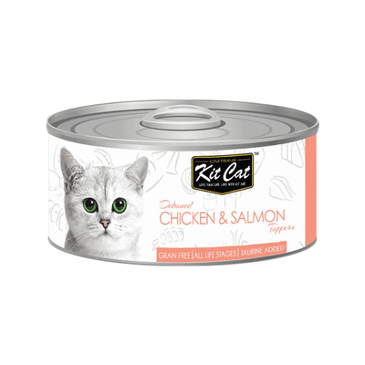 Canned Cat Food Topper - Deboned Chicken & Salmon - 80 g - J & J Pet Club - Kit Cat