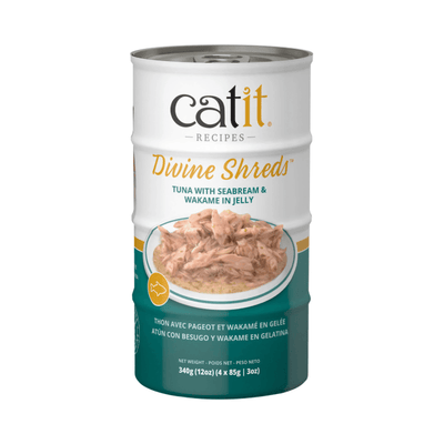 Canned Cat Treat - Divine Shreds - Tuna with Seabream & Wakame in Jelly - 85 g can, pack of 4 - J & J Pet Club - Catit