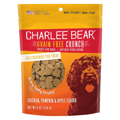 Crunchy Dog Treat - GRAIN FREE CRUNCH - Chicken, Pumpkin & Apple Flavor - 8 oz - J & J Pet Club - Charlee Bear