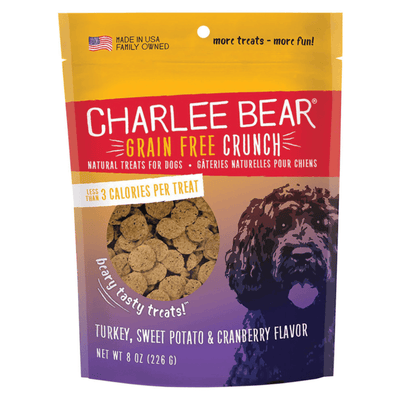 Crunchy Dog Treat - GRAIN FREE CRUNCH - Turkey, Sweet Potato & Cranberry Flavor - 8 oz - J & J Pet Club - Charlee Bear