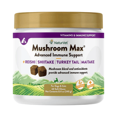Dog & Cat Supplement - VITAMIN & IMMUNE SUPPORT - Mushroom Max - Advanced Immune - 60 soft chews - J & J Pet Club - Naturvet