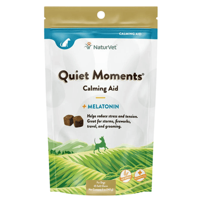 Dog Supplement - CALMING AID - Quiet Moments - Calming Aid + Melatonin - 65 soft chews - J & J Pet Club - Naturvet