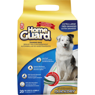 Dog Training Pads - HOME GUARD - 28" × 34" pad, pack of 20 - J & J Pet Club - Dogit