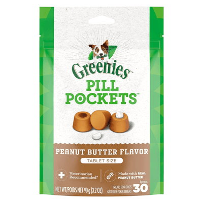 Dog Treat - PILL POCKETS - Tablet Size - Peanut Butter Flavor - 3.2 oz - J & J Pet Club - Greenies