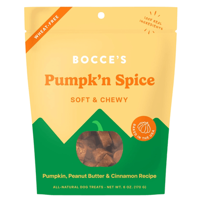 Dog Treat - SOFT & CHEWY - Pumpk'n Spice - Pumpkin, Peanut Butter & Cinnnamon Recipe - 6 oz - J & J Pet Club - Bocce's Bakery