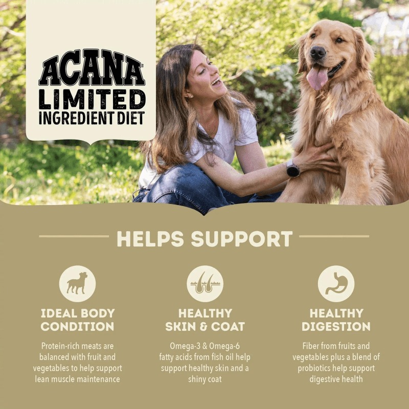 Dry Dog Food - SINGLES - Limited Ingredient Diet - Duck with Pear Recipe - J & J Pet Club - Acana
