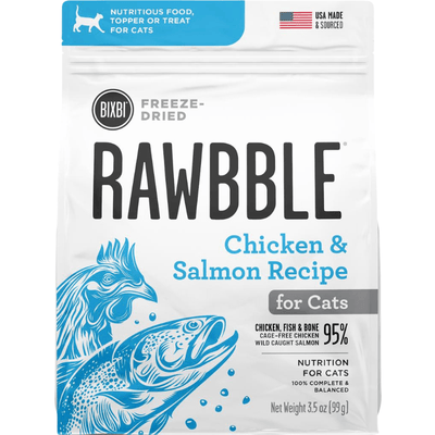Freeze Dried Cat Food - RAWBBLE - Chicken & Salmon Recipe - J & J Pet Club - BIXBI