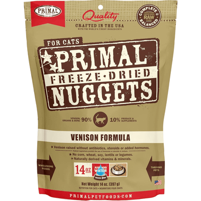 Freeze Dried Cat Food - Venison Dinner Nuggets - J & J Pet Club - Primal
