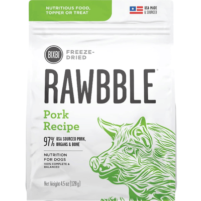 Freeze Dried Dog Food - RAWBBLE - Pork Recipe - J & J Pet Club - BIXBI