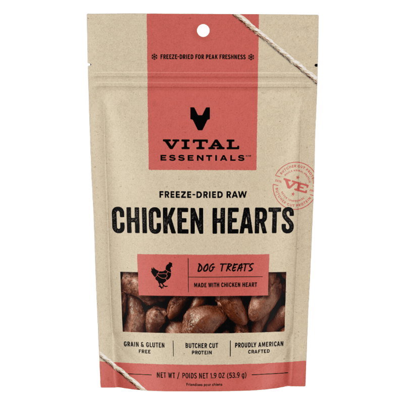 Freeze Dried Dog Treat - Chicken Hearts - J & J Pet Club - Vital ESSENTIALS