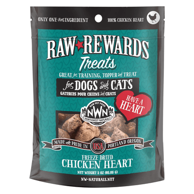 Freeze Dried Treat for Dogs & Cats - RAW REWARDS - Chicken Heart - 3 oz - J & J Pet Club - Northwest Naturals