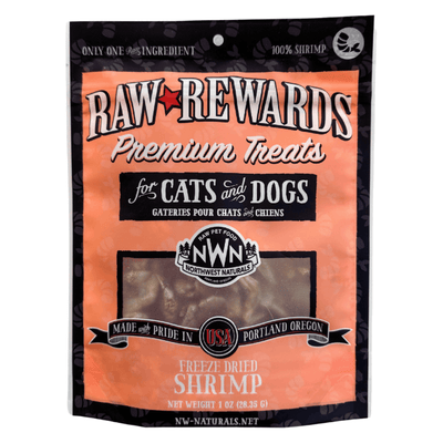 Freeze Dried Treat for Dogs & Cats - RAW REWARDS - Shrimp - 1 oz - J & J Pet Club - Northwest Naturals