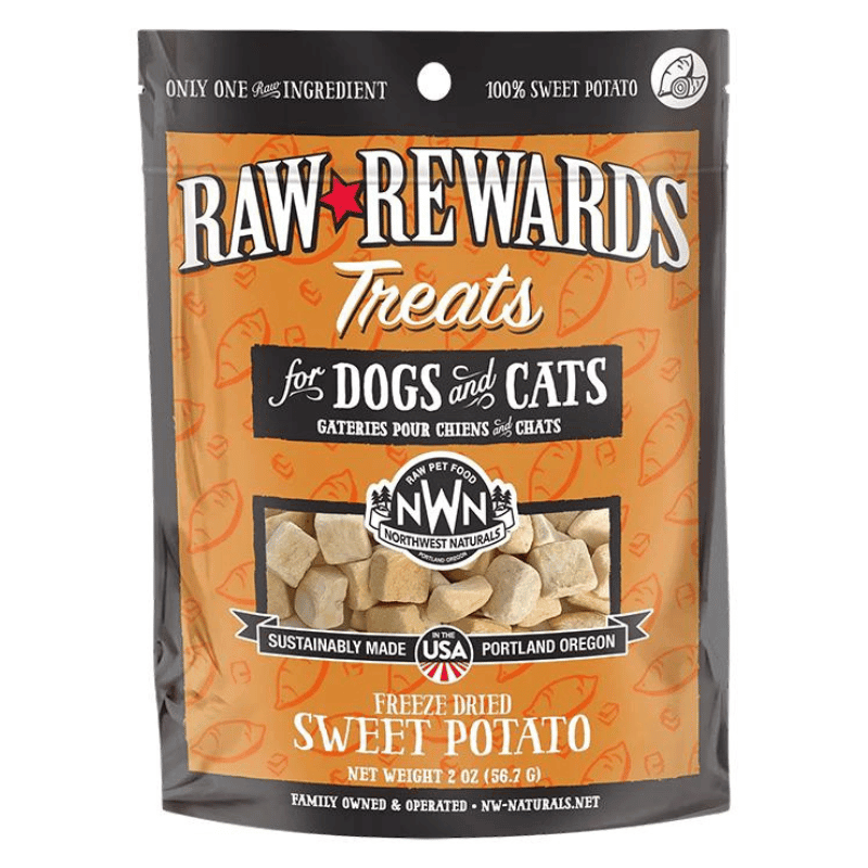 Freeze Dried Treat for Dogs & Cats - RAW REWARDS - Sweet Potato - 2 oz - J & J Pet Club - Northwest Naturals