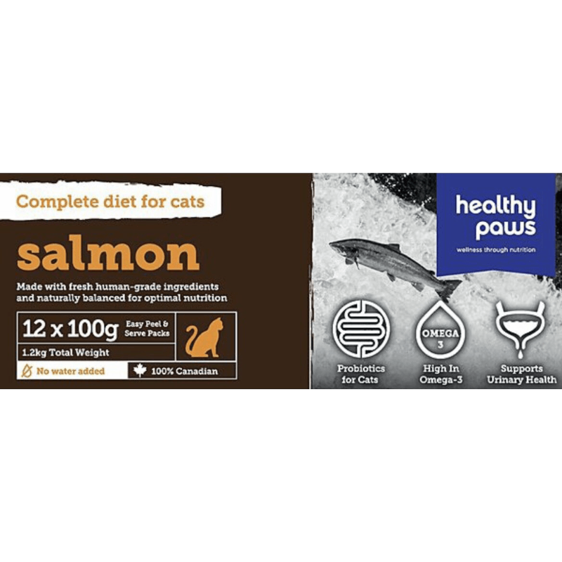 Frozen Raw Cat Food - Salmon - 12 × 100 g - J & J Pet Club - Healthy Paws