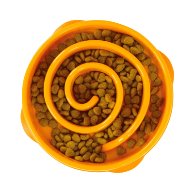 Fun Feeder Slo Bowl - Slow Feeder For Medium/ Mini Dogs - Orange - J & J Pet Club - Outward Hound