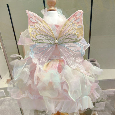 Pet Rainbow Flutter Dress with Butterfly