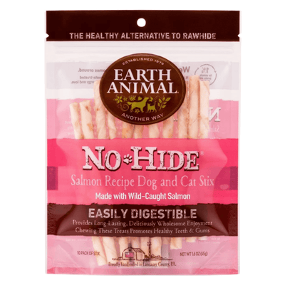 Long Lasting Chews, NO-HIDE, Salmon Recipe Dog & Cat Treat Stix - 1.6 oz, pack of 10 - J & J Pet Club - Earth Animal