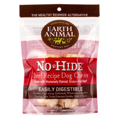 Long Lasting Dog Chews, NO-HIDE, Beef Recipe Small Rolls - 2.4 oz, pack of 2 - J & J Pet Club - Earth Animal