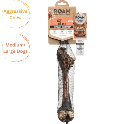 Natural Dog Chews - Roo Chopper (Kangaroo Femur Bone) - 1 pc - J & J Pet Club - Roam Pet Treats