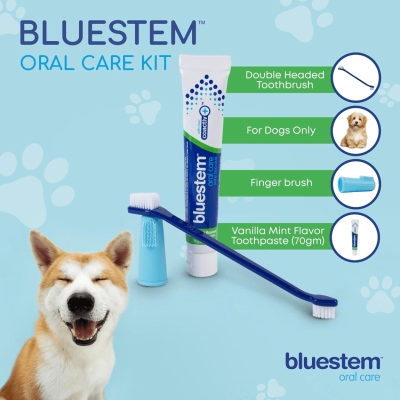 Oral Care Kit For Dogs - FRESH BREATH - Vanilla Mint Flavor - 70 mL - J & J Pet Club - Bluestem
