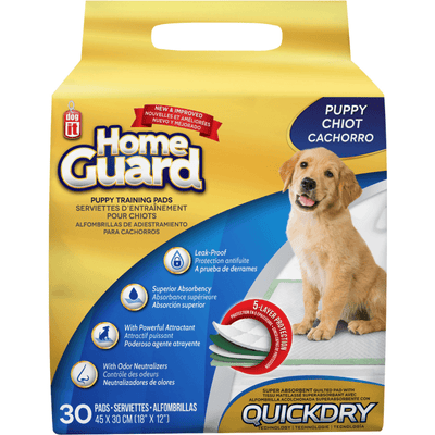 Puppy Training Pads - HOME GUARD - 18" × 12" pad, pack of 30 - J & J Pet Club - Dogit