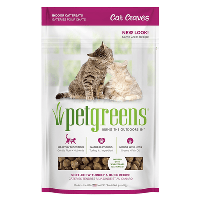 Soft & Chewy Cat Treat - Cat Craves - Turkey & Duck Recipe - 3 oz - J & J Pet Club - Pet Greens