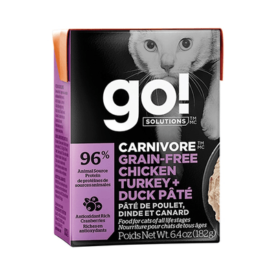 Wet Cat Food - CARNIVORE, Grain-Free Chicken, Turkey + Duck Pâté - 6.4 oz - J & J Pet Club - GO!