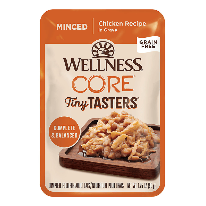 Wet Cat Food - CORE Tiny Tasters - Minced - Chicken Recipe in Gravy - 1.75 oz pouch - J & J Pet Club - Wellness