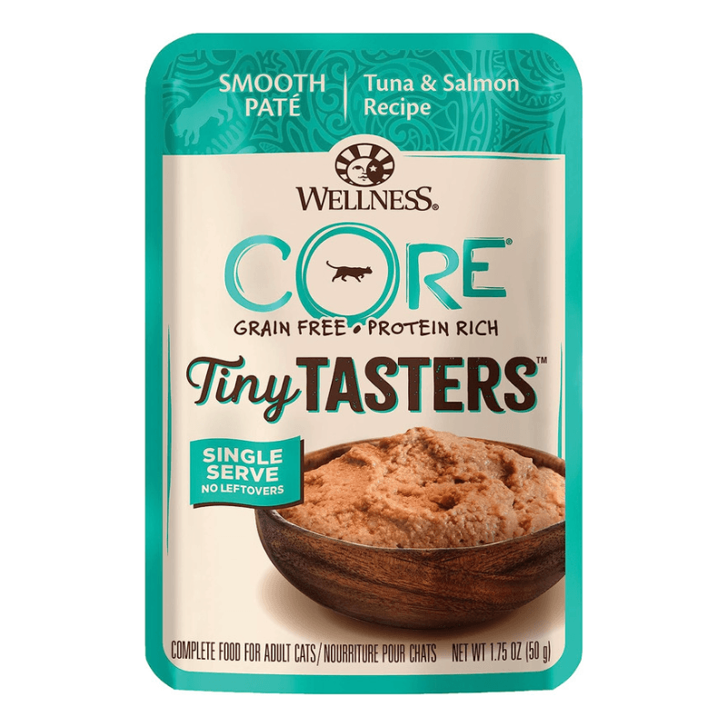 Wet Cat Food - CORE Tiny Tasters - Smooth Paté - Tuna & Salmon Recipe - 1.75 oz pouch - J & J Pet Club - Wellness